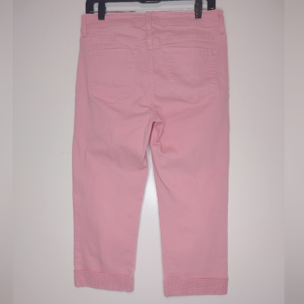 NYDJ Pink Slimming Sequin Cropped Jeans Size 8